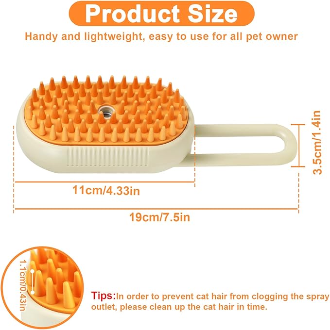 Nepfaivy Pet Steam Brush for Cat - Cat Steam Brushes for Indoor Cats Shedding, Rechargeable Steaming Brush for Dogs, Dog Mist Water Steamer, Pet Spray Hair Removal Comb for Massage Grooming