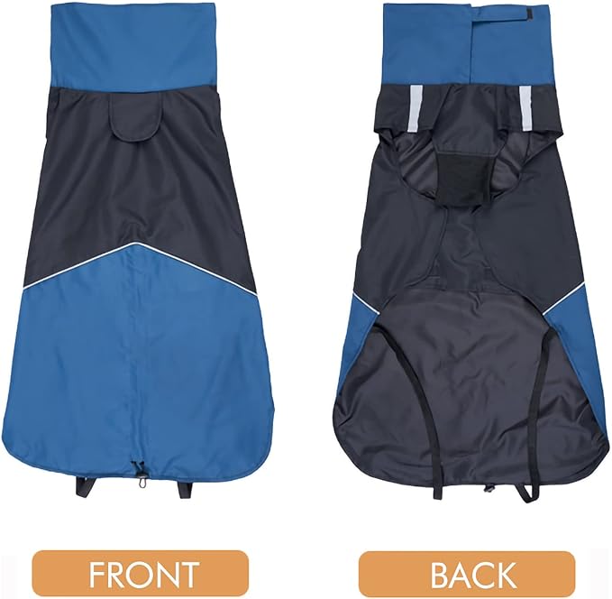 Dog Warm Coats - Windproof Dog Winter Outdoor Jackets Cold Weather Coats for Dog Waterproof Dog Raincoats with Hole for Dog Leash,Black Blue L