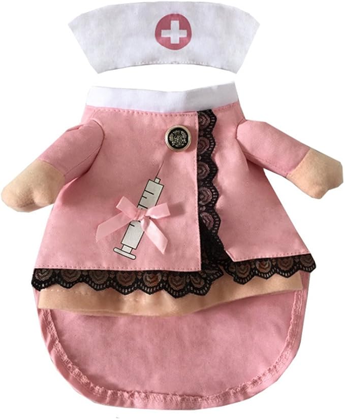 NACOCO Dog Cat Nurse Costume Pet Nurse Clothing Halloween Jeans Outfit Apparel (XS)