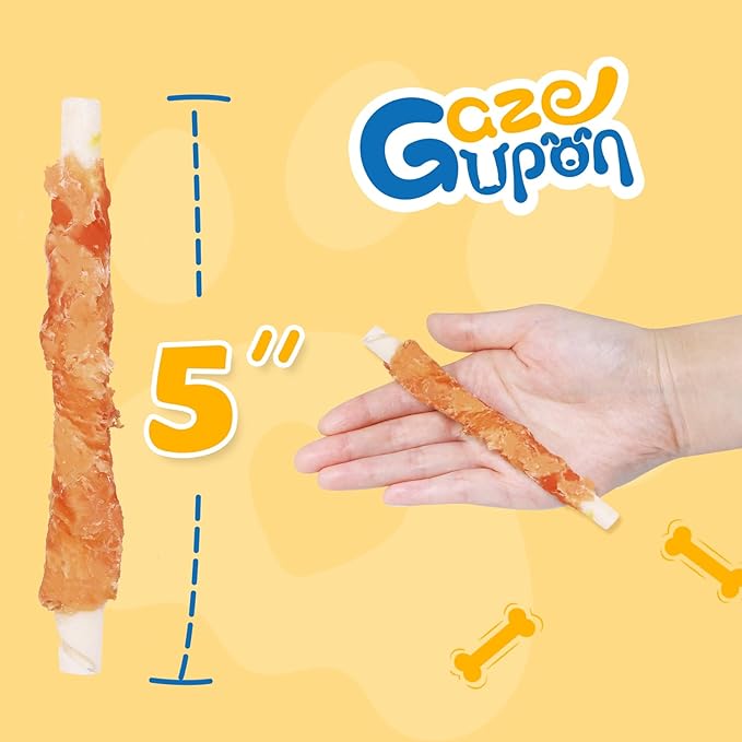 Gazeupon Chicken Wrapped Rawhide Dog Treats,Healthy Training Sticks, Teeth Cleaning Dog Chews w/Glucosamine Chondroitin