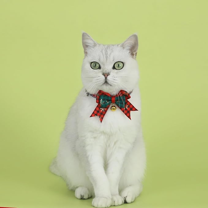 Pet Christmas Cat Bow tie Scarf Collar | Christmas Cat Dog Pet Dress-Up Accessories and Pet Parties Dress(S2)
