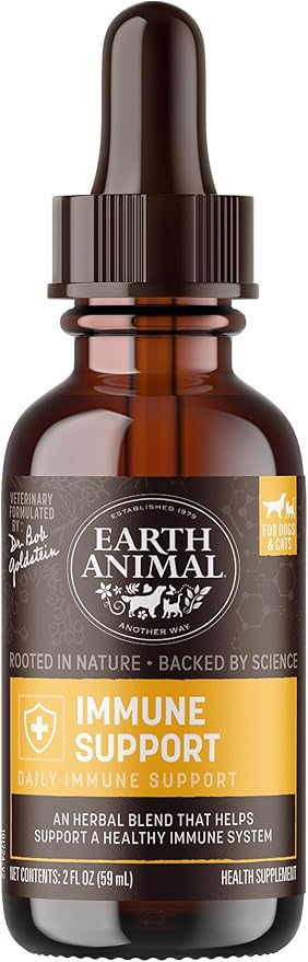 Earth Animal Apothecary Liquid Supplement - Immune Support Herbal Remedies for Dogs & Cats - 2 fl oz