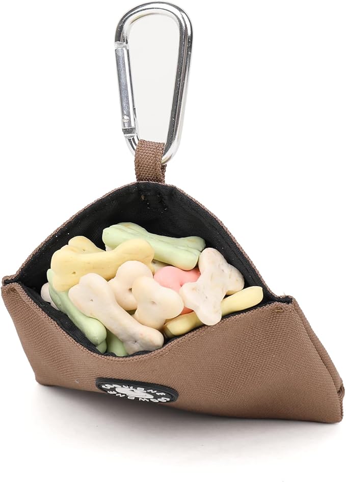 COOWONE Dog Treat Pouch Magnetic Closure Small Dog Training Treat Pouch Pocket Sized Small Dog Treat Pouch with Clip (Coffee)