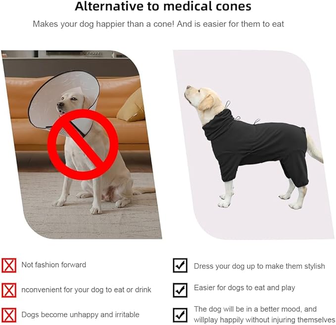 Dog Pajamas for Large Dogs,Extra Large Stretch, Suitable for Adult, Medium-Sized Dogs, Large Pet Jumpsuit Four-Legged Dog Clothes, Pet Clothing. (Black, 4XL)