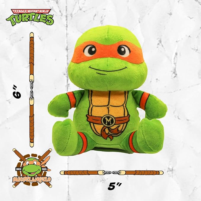 design LAB, Inc. Teenage Mutant Ninja Turtle Official Merchandise | TMNT Toys Squeaky Plush Dog Toy | Michelangelo | Stuffed Animal Turtle Squeaks for Interactive Play