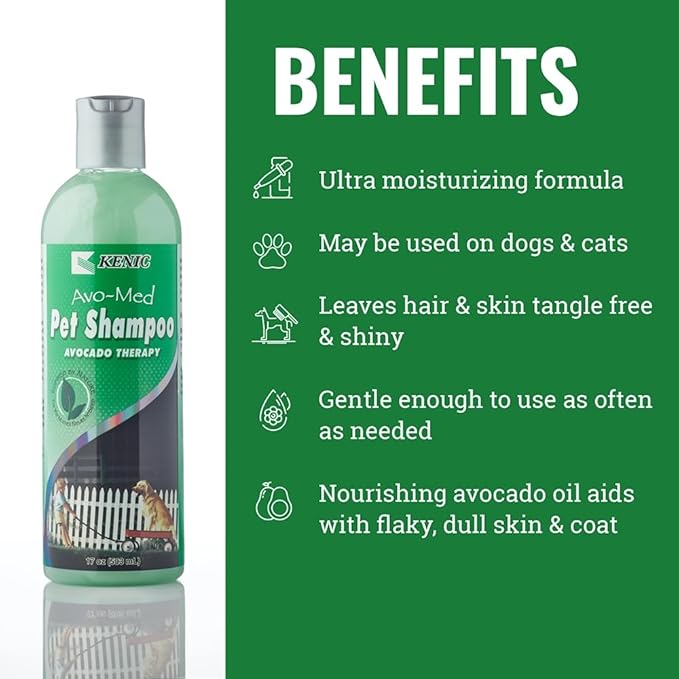 Kenic Ultra Nourishing Avo-Med Pet Shampoo, Made in USA with Naturally Derived Ingredients, Soap & Paraben Free, pH Balanced