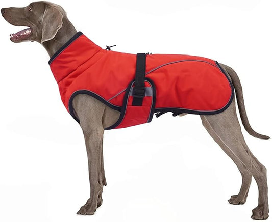 Warm Dog Coat for Winter,Waterproof Jacket with Zipper,Detachable Dog Coat with Adjustable Buckle,Comfortable Jacket for Dogs in Cold and Windy Days.3XL Red