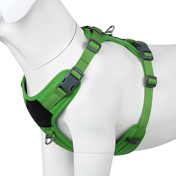 Plutus Pet No Pull Dog Harness, Release at Neck, Soft Padded, Reflective Adjustable Dog Vest Harness for Small, Medium, Large Dogs(Green, S)