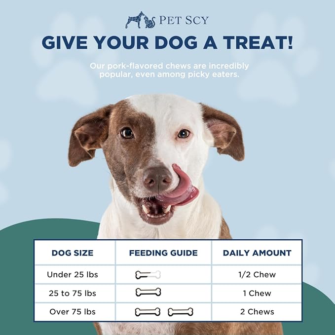 PetScy Dog Itch Relief Chews with Omega 3 Fatty Acids, EPA & DHA | Itch Relief for Dogs Nutritional Support, Immunity & Muscles | Itchy Skin Treatment for Dogs of All Ages, Pork Flavor - 30 Chews