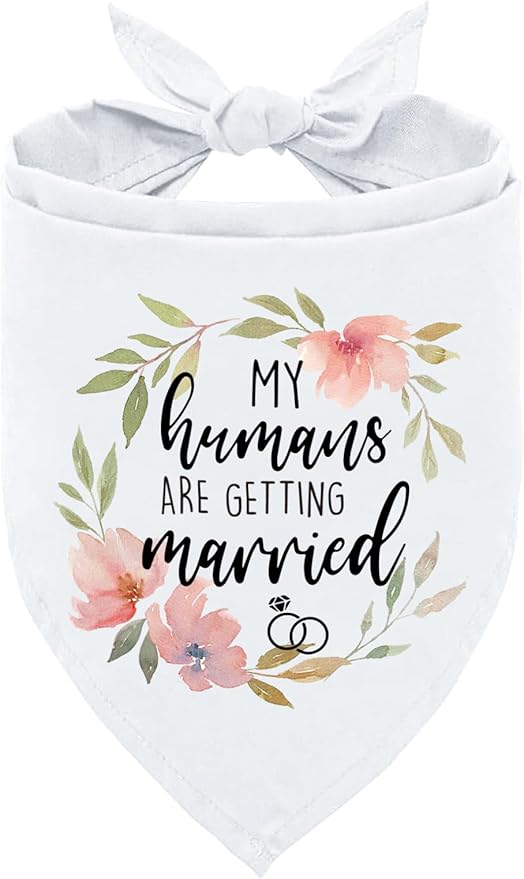 Funny My Humans are Getting Married Dog Bandana, White Wedding Photo Prop Pet Dog Triangle Scarf, Wedding Egagement Party Decorations Dog Bandana, Engagement Gifts for Dog Lovers
