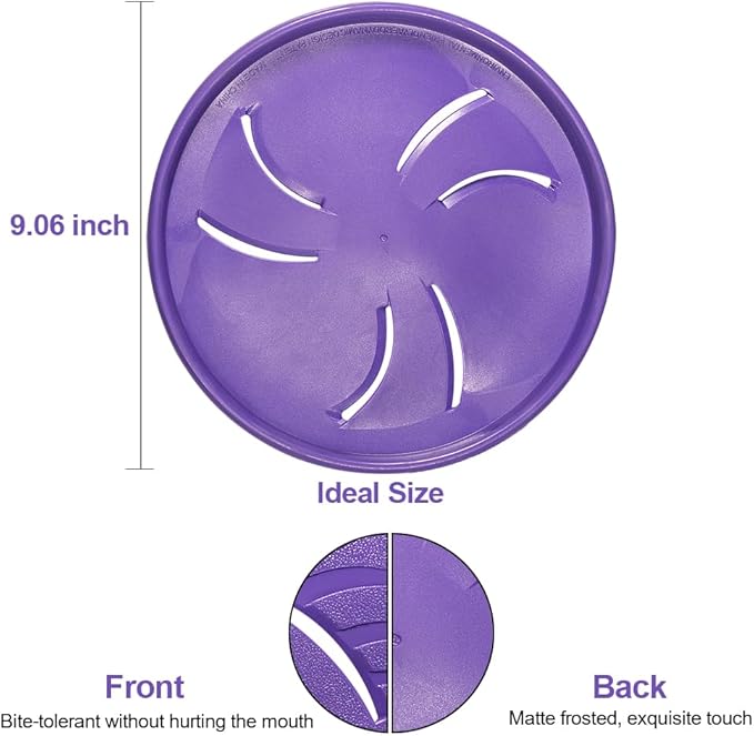 Indestructible Dog Flying Disc, Interactive Dog Flyer Toys, Soft Lightweight Catch and Fetch Toys for Medium Large Dogs, Floats in Water & Safe on Teeth, 9 inch (Large, Purple)