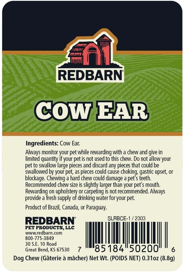 Redbarn Pet Products All-Natural Cow Ears Chews for Dogs - Single Ingredient Rawhide Alternative Supports Joint and Dental Health - Grain Free Treat Made Without Chemicals - Case of 100 Ears