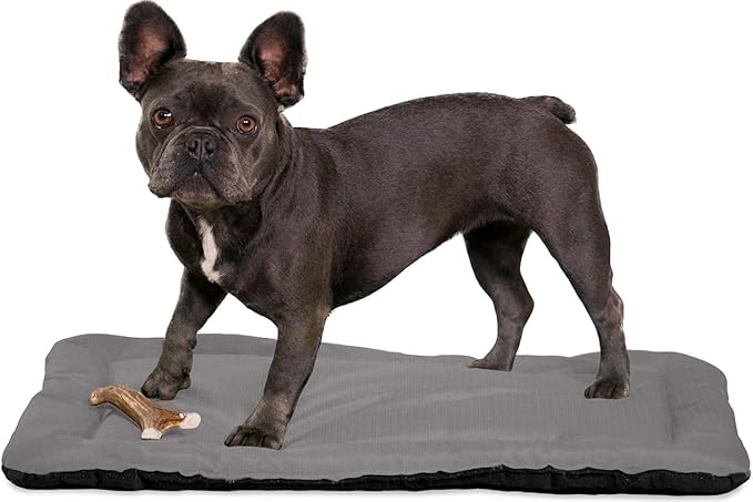 K9 Ballistics Tough Ripstop Dog Crate Pad - Durable, Machine Washable Kennel & Travel Mat for Puppies and Small Dogs, 29 x 18 fits 30” Wire Crate, Light Gray Velvet