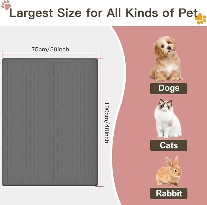 Largest Dog Food Mat, 39.5"x29.5" Silicone Dog and Cat Mat for Food and Water Bowls, Thinken Waterproof Non-Slip XXXL Pet Feeding Mat for Floors (Dark Brown)