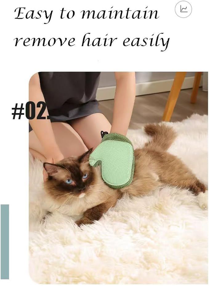 Pet Hair Remover Gloves Bath Brush Gentle Shedding Brushes,Pet Hair Remover Tool for Carpet, Curtain, Clothing, Couch, Car Seat (Green)