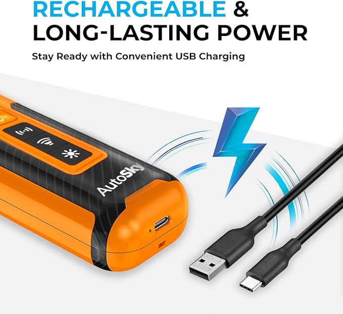 AutoSky Bark Zero Ultrasonic Dog Bark Deterrent & Training Device, Handheld Anti Barking Control with LED Flashlight, Rechargeable & Humane for Small & Large Dogs