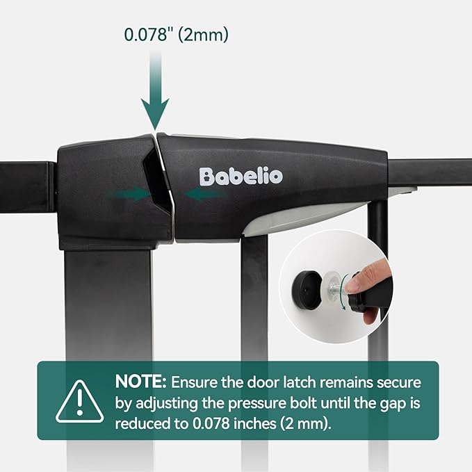 Babelio Auto Close Baby Gate with Cat Door,29-43" Metal Gate for Doorway,Stairs, House,Easy Walk Thru with Pet Door,Includes 4 Wall Cups and 3 Extension Pieces,Black