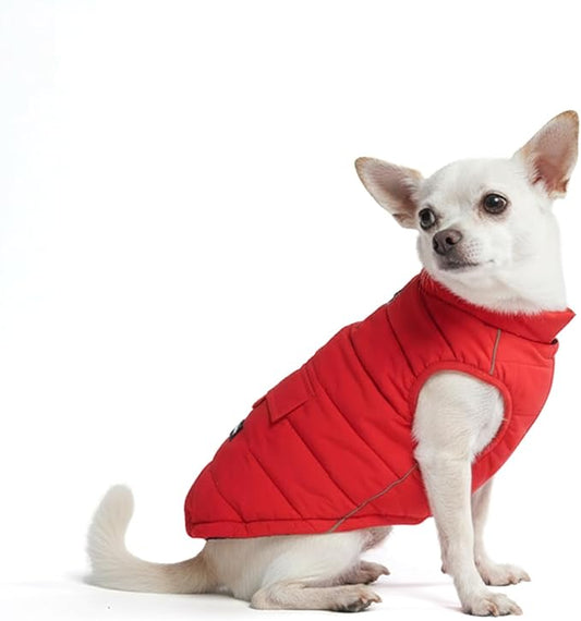 Spark Paws Dog Winter Jacket, Water-Resistant Coat, Warm Reflective Windproof Fleece-Interior, for Medium and Large Dogs - Red - S