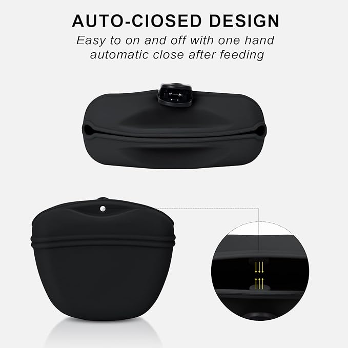 Left&Right Dog Clicker Training Kit,Silicone Dog Training Treat Pouch and Dog Clickers,Dog Treat Bag with Clicker Training for Dogs,Pet Treat Bag with Magnetic Buckle Closing and Waist Clip,Black