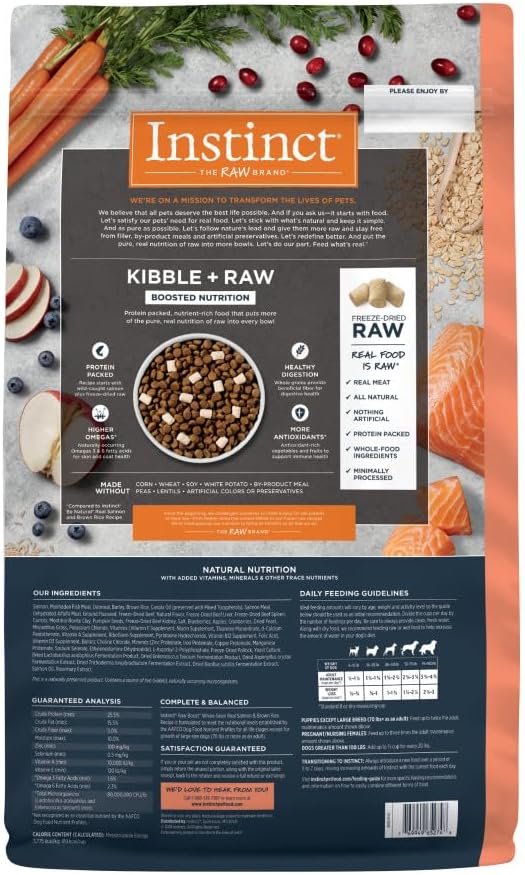 Instinct Raw Boost, Natural Dry Dog Food with Freeze Dried Pieces, High Protein, Whole Grain Recipe - Real Salmon & Brown Rice, 19 lb. Bag