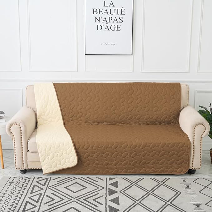 Ameritex Waterproof Pet Bed Cover Anti-Slip Dog Bed Blanket for Sofa and Furniture Waterproof New Pattern Design (Camel, 30x80 Inch (Pack of 1))