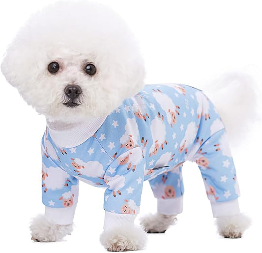 Blue Puppy Christmas Dog Clothes Pajamas for Small Medium Dogs Girl Boy,Funny Pet Cat Dog Shirts Costume Sweaters Pjs Onesie Shirt,Doggie Onesies Cat Pet Outfit Frenchie Clothes