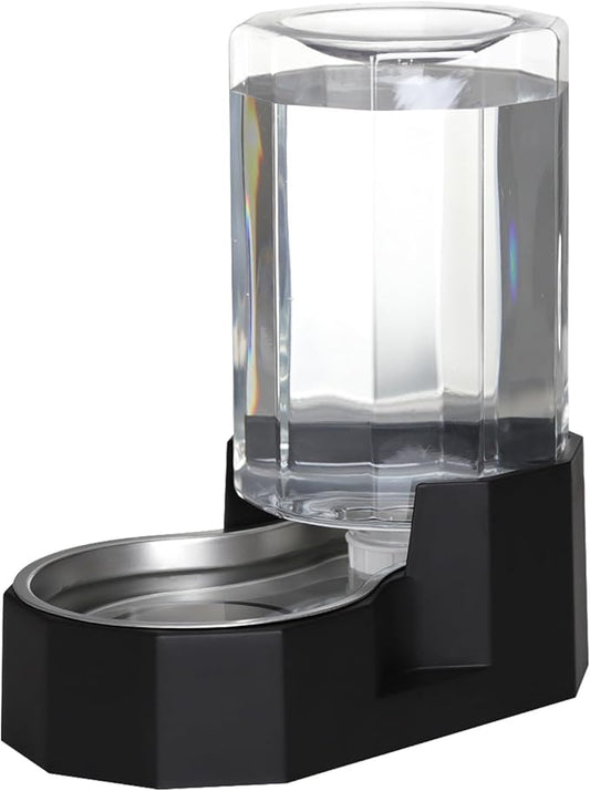 Sfozstra Dog Water Bowl Dispenser: 6L Large Black Gravity Stainless Steel Bowl - Without Filter - Pet Feeder for Pets Indoor/Outdoor Use by Owners