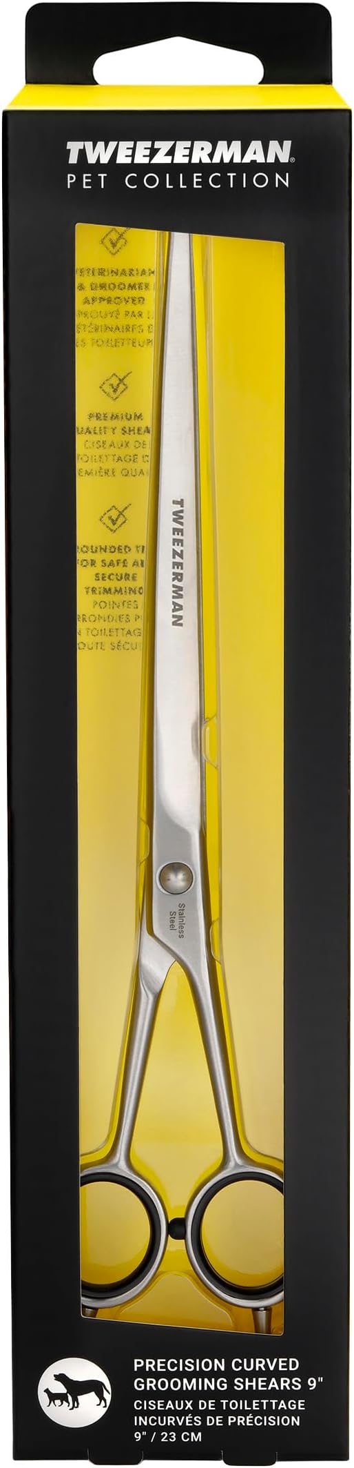 Tweezerman 9" Pet Grooming Scissors with Safety Round Tips, Professional Curved Grooming Shears for Medium to Large Dogs