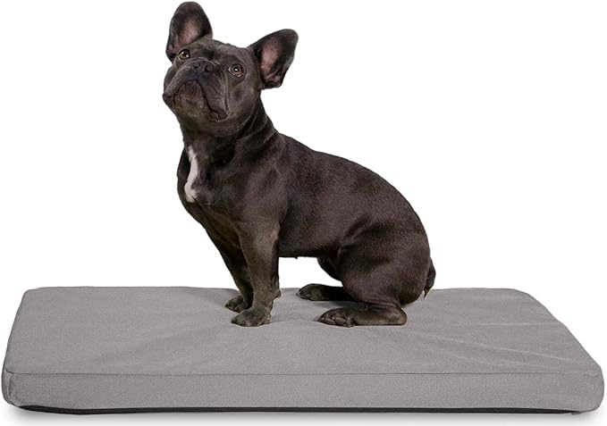K9 Ballistics Tough Ripstop Orthopedic Crate Bed - Durable Kennel Pad with Washable Cover for Puppies and Small Dogs, 29 x 18 fits 30” Wire Crate, Light Gray Velvet