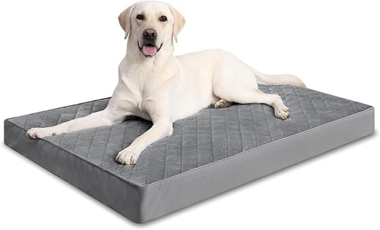 Orthopedic Dog Beds Large Sized Dog Waterproof Lining with Removable Washable Cover and Non-Slip Bottom, Quilting Pet Bed, 35x23 Inch, Dark Gray