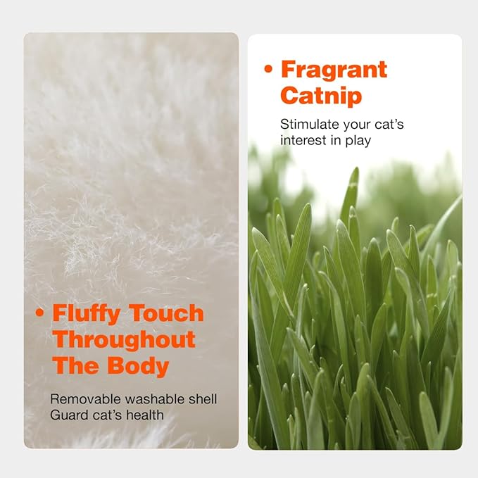 Interactive Cat Toy Rechargeable Automatic Chirping Penguin Bird Cat Toy Infused with Catnip in The Wings, Auto Beating Wings Kitten Toy for Indoor Cats to Play Alone, Never Boredom