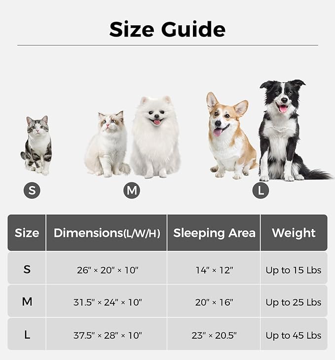 MADE 4 PETS Dog Couch Bed, Soft Faux Fur Checkered Indoor Pet Sofa, Comfortable Fluffy Dog Sofa with Supportive Foam, Removable Washable Cover with Non-Slip Base, White, Large