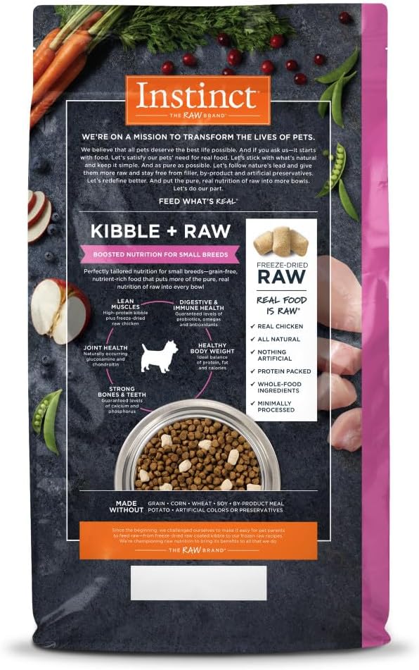 Instinct Raw Boost Small Breed, Natural Dry Dog Food with Freeze Dried Pieces, High Protein, Grain Free Recipe - Real Chicken, 4 lb. Bag