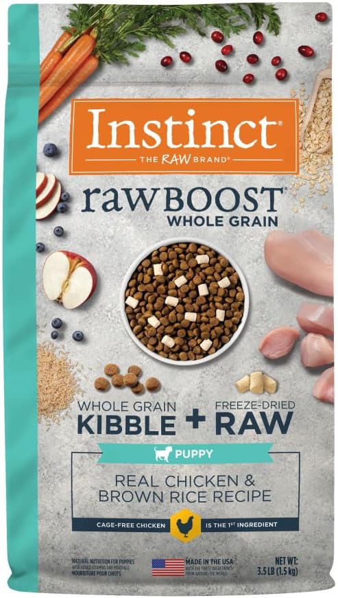 Instinct Raw Boost Puppy, Natural Dry Dog Food with Freeze Dried Pieces, High Protein, Whole Grain Recipe - Real Chicken & Brown Rice, 3.5 lb. Bag