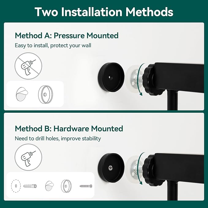 Babelio 36" Tall Auto Close Baby Gate with Small Cat Door, 29-43" Metal Cat Gate for Doorway, Stairs, House. Easy Walk Thru Dog Gate with pet Door, Includes 4 Wall Cups and 3 Extension Pieces, Black