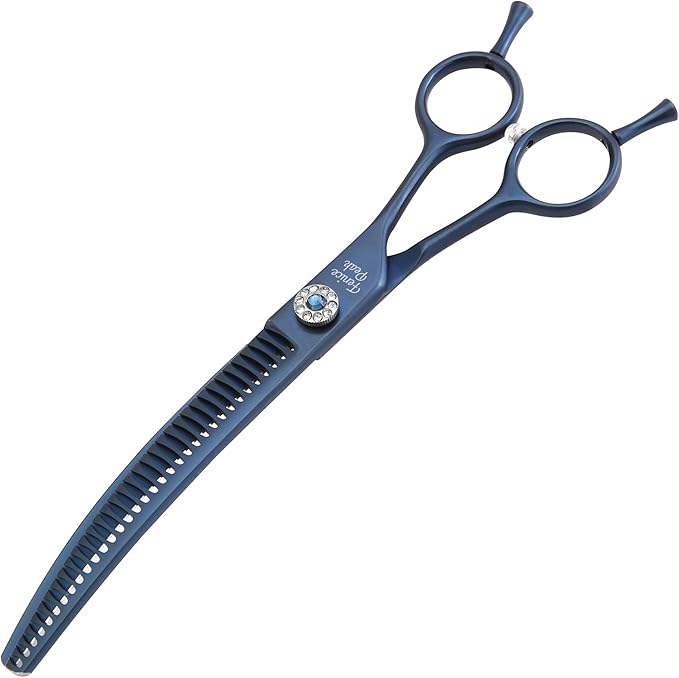 Fenice Peak Professional Dog Grooming Scissors Pet Curved Chunker Shears 7.0'' Extremely Sharp Blades 440C Steel Thinning Scissors Durable Smooth Motion&Fine Cut for Dogs and Cats