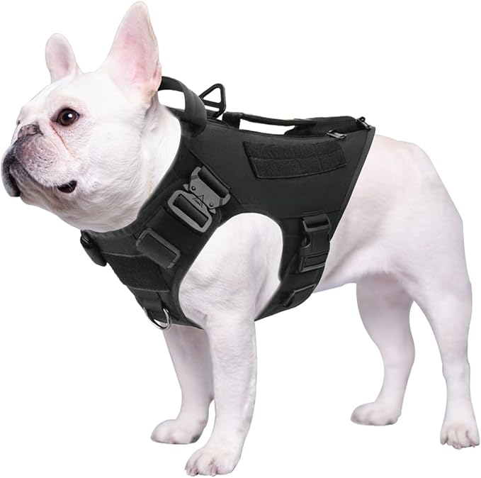 Tactical Dog Backpack Harness for Large Breed Original Design Metal Buckle Vest with Side Bags Pouches for Service Working Training (Black (Vest only), Medium)