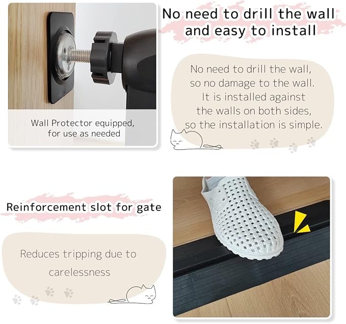 Lumizone Extra Tall Cat Gate 61.02" High Pressure Mounted Extra Wide 30.12"-34.05" (17Sizes) 1.37" Gap No Drilling Auto-Close Tall Pet Gate for Dogs (Black, 30.12"-34.05"/76.5-86cm)