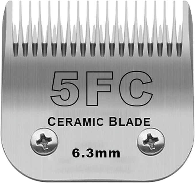 Detachable Pet Dog Grooming Clipper Ceramic Blades,Compatible with Andis Size 5FC 1/4”(6.3mm) Cut Length,Compatible with Oster A5,Wahl KM10 Series Clippers