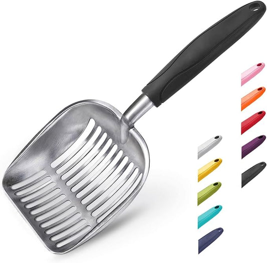 WePet Cat Litter Scoop, Aluminum Alloy Sifter, Kitty Metal Scooper, Deep Shovel, Long Handle, Poop Sifting, Kitten Pooper Lifter, Durable, Heavy Duty, for Litter Box