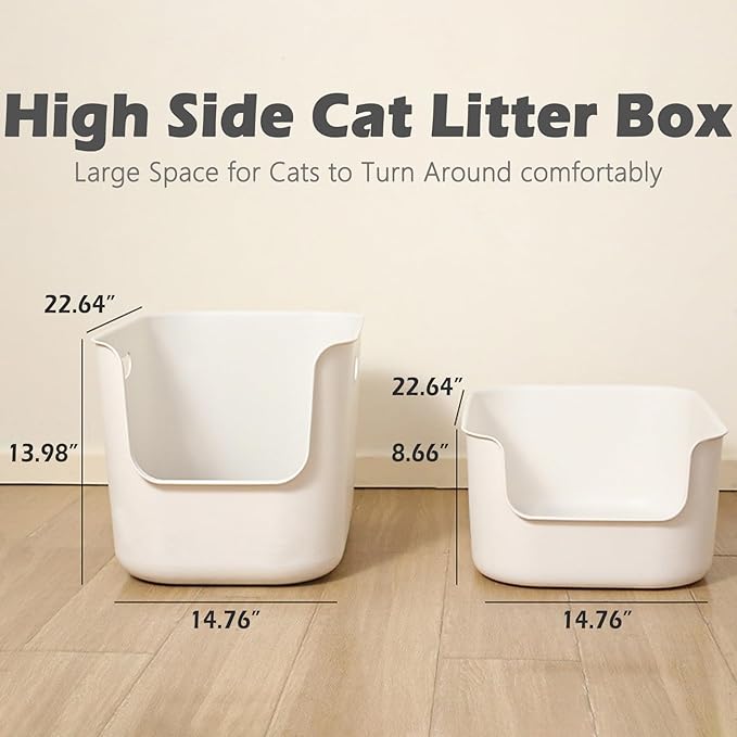 SpaceTime Extra Large Litter Box with High Sides,22.64"×14.76"×8.66" XL Multi Cat Litter Pan for Kitty,Cat Boxes for Indoor Cats,Jumbo Litter Boxes for Big Cats,Anti-Splashing,Easy to Clean