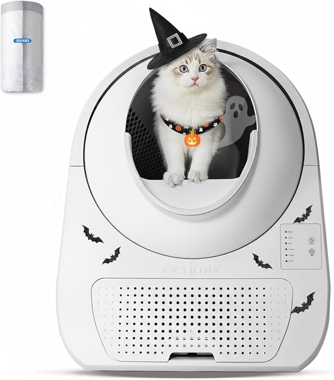 CATLINK Self Cleaning Cat Litter Box, Auto Safety Sensors for Multiple Cats 3.5～22 pounds, Double Odor Removal with Trash Bags(Young Version)