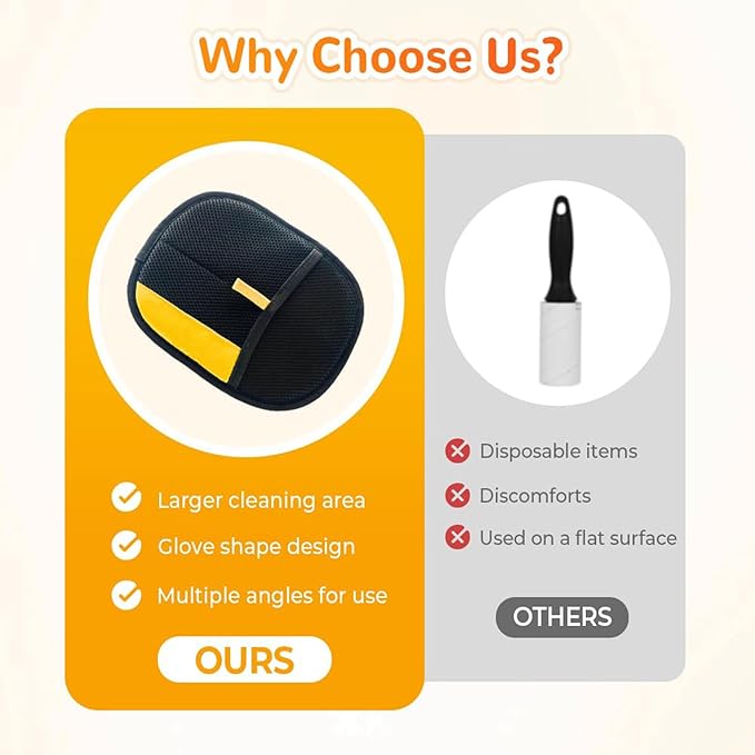 Pet Hair Removal Glove for Cats & Dogs, Upgraded Electrostatic Pet Hair Gloves, Reusable Magic Brush Pet Hair Remover Tool for Laundry, Couch, Carpet, Car Seat