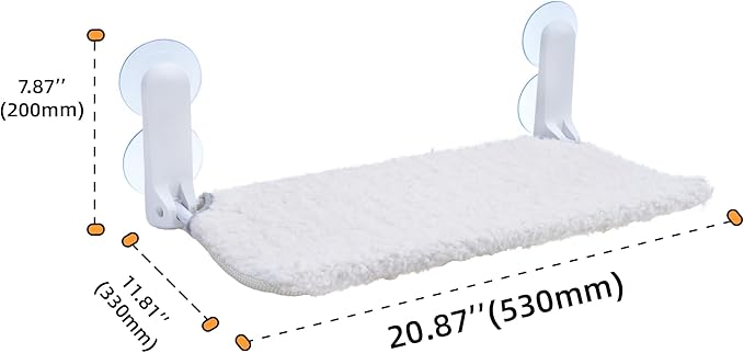 Cat Window Perch, Cordless Foldable Cat Hammock Bed with 4 Suction Cups, Embeded Machine Washable Bed for Indoor Cats, Strong Metal Frame Holds 40lbs (Beige, Two Pieces)