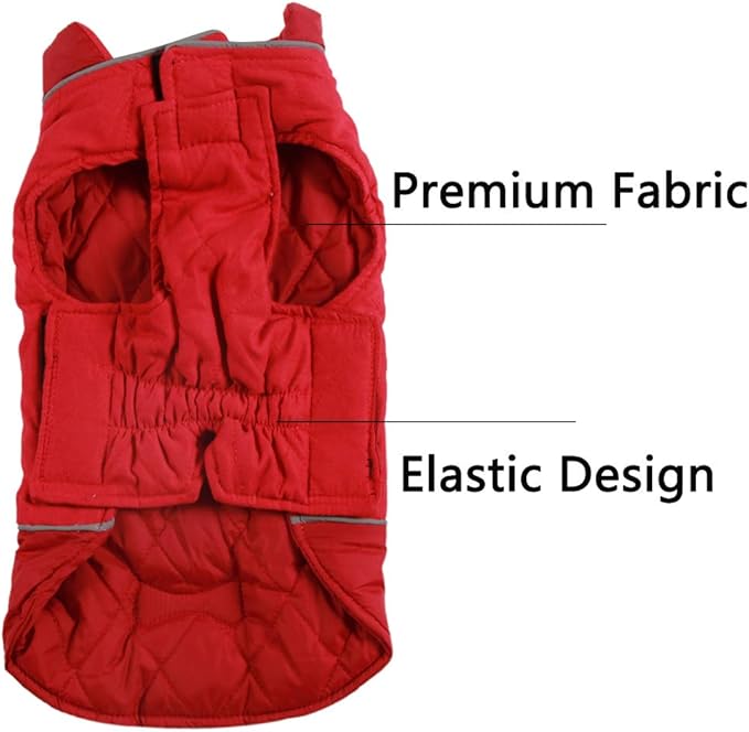 Reversible Dog Coats for Large Dogs Waterproof Warm Dog Jacket for Cold Winter,Red XXL