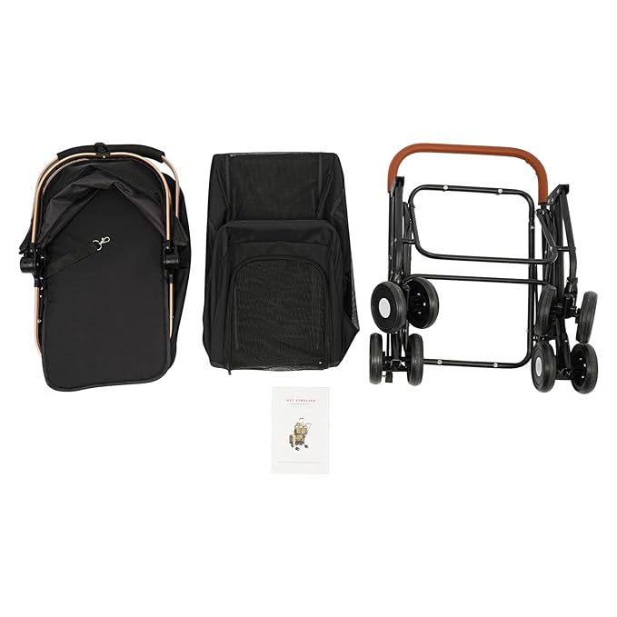 Double Pet Stroller for Small and Medium Dogs with Detachable Carrier,Cat Carriers for 2 Cats with 4 Lockable Heels,Multifunctional Pet Carrier,Black