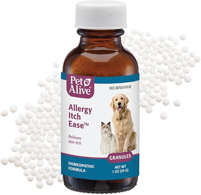 PetAlive Anti Itch Relief for Dogs and Cats Granules - Homeopathic Cat and Dog Allergy Relief - Stops Scratching, Soothes Redness and Dryness - Anti Itch for Dogs and Cats
