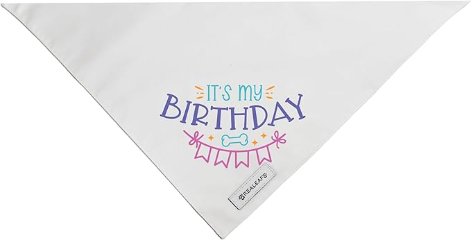 Realeaf Birthday Dog Bandanas 2 Pack (White, Small)