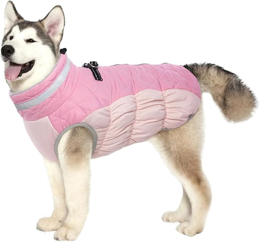 Lelepet Dog Coat Warm Dog Winter Coat Waterproof Dogs Jacket with Harness Built in Reflective Pet Fleece Vest Zip-Up Cold Weather Coats for Extra Large Dogs Turtleneck & Windproof Coats Great Dane 3XL