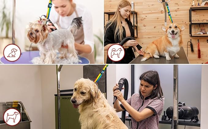 Prestige Elite - Set of 6 - Dog Groomers Helper Grooming Loops for Dogs Groomers - Adjustable Biothane Dog Grooming Loop, Belly Strap, Grooming Noose, Extension Strap & More - Pet Grooming Leash